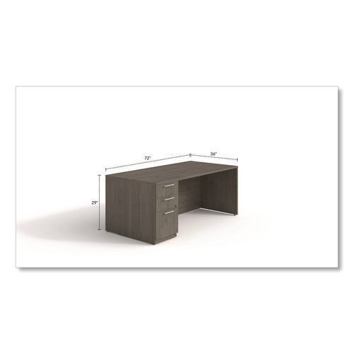 Image of Alera® Alera Seville Series Single Pedestal Desk, Left Pedestal, 72" x 36" x 29", Walnut