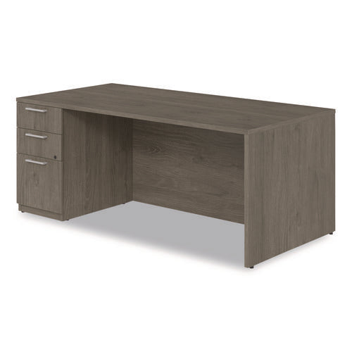 Image of Alera® Alera Seville Series Single Pedestal Desk, Left Pedestal, 72" x 36" x 29", Walnut