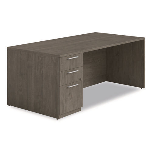 Image of Alera® Alera Seville Series Single Pedestal Desk, Left Pedestal, 72" x 36" x 29", Walnut