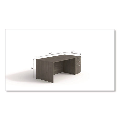Image of Alera® Alera Seville Series Single Pedestal Desk, Right Pedestal, 72" x 36" x 29", Walnut