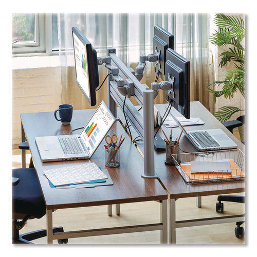 Image of Tripp Lite by Eaton Dual-Extension Monitor Mount for Slat Wall System for 32" TVs, 4.9w x 4.7d x 20.5h, Silver, Supports 22 lb