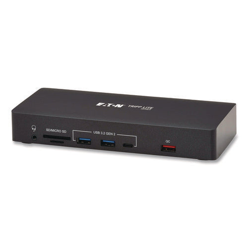 Image of Tripp Lite by Eaton Triple Display USB-C Dock, Displayport/HDMI/RJ45/USB/VGA, Black