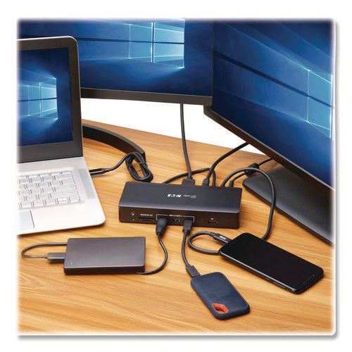 Image of Tripp Lite by Eaton Triple Display USB-C Dock, Displayport/HDMI/RJ45/USB/VGA, Black