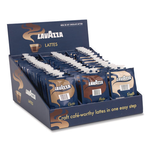 Image of Lavazza Latte Merchandiser Kit, Classic/Mocha/Vanilla Freshpacks, 54/Carton