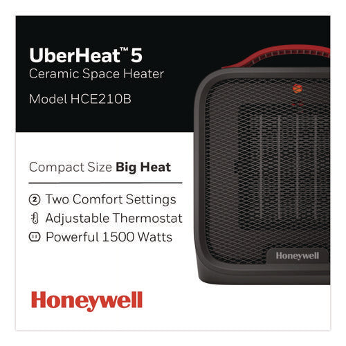 Image of Honeywell UberHeat 5 Ceramic Heater, 4.5 x 4.5 x 8.86, Black