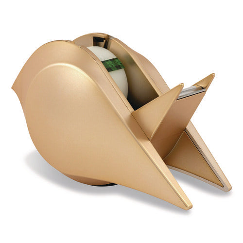 Image of Scotch® Bird Desktop Tape Dispenser, 1" Core, Metallic Gold