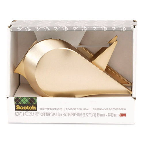 Image of Scotch® Bird Desktop Tape Dispenser, 1" Core, Metallic Gold