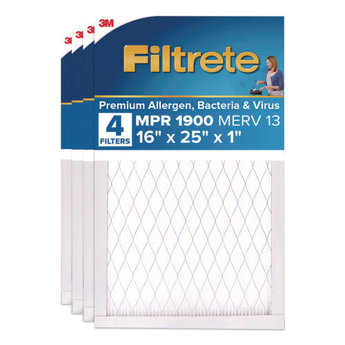 Image of Filtrete High Performance Air Filter, 16 x 25, 4/Carton