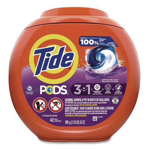 Image of Tide® PODS Laundry Detergent, Spring Meadow Scent, 35 oz Tub, 42 Pods/Tub