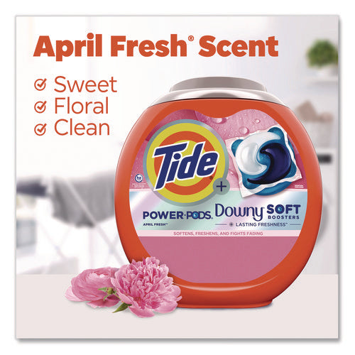 Image of Tide® Power PODS Plus Downy Laundry Detergent, April Fresh Scent, 98 oz Tub, 63 Pods/Tub