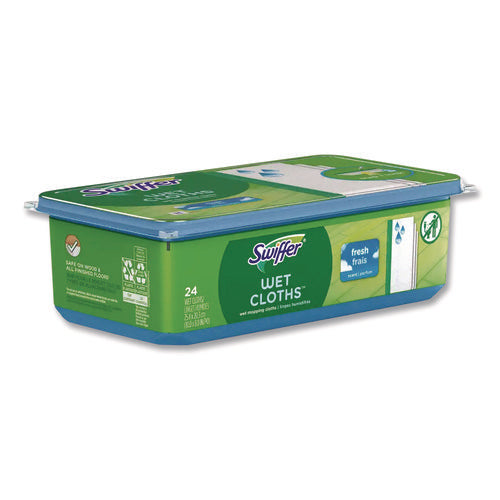 Image of Swiffer® Wet Refill Cloths, 8 x 10, Fresh Scent, White, 24/Pack, 6 Packs/Carton