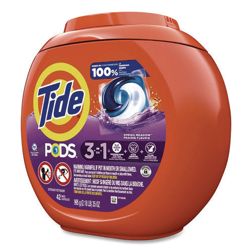 Image of Tide® PODS Laundry Detergent, Spring Meadow Scent, 35 oz Tub, 42 Pods/Tub
