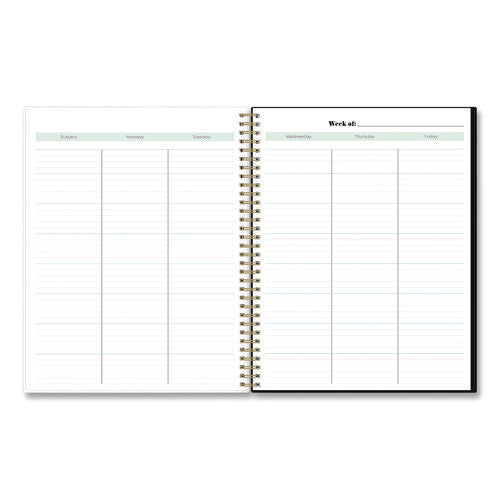 Image of Blue Sky® Dark Gray Gale Lesson Planner, Weekly: Up to Nine Periods per Day, Monthly: Two-Page Spreads, 11 x 8.5, Gray/Mint Green Cover
