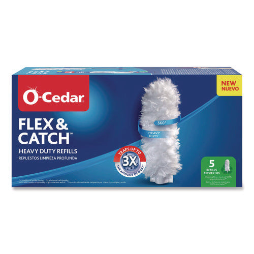 Image of O-Cedar® Flex and Catch Duster Heavy-Duty Refills, Polyester, White, 5/Pack