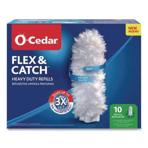 Image of O-Cedar® Flex and Catch Duster Heavy-Duty Refills, Polyester, White, 10/Pack