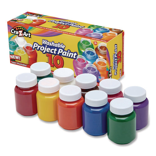 Image of Cra-Z-Art® Washable Project Paints, 10 Assorted Colors, 2 oz Bottles, 10/Pack