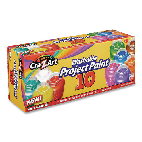 Image of Cra-Z-Art® Washable Project Paints, 10 Assorted Colors, 2 oz Bottles, 10/Pack