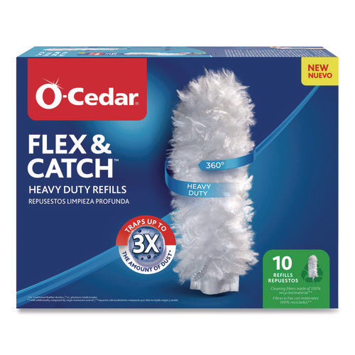 Image of O-Cedar® Flex and Catch Duster Heavy-Duty Refills, Polyester, White, 10/Pack, 4 Packs/Carton