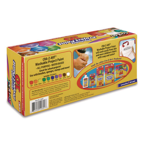 Image of Cra-Z-Art® Washable Project Paints, 10 Assorted Colors, 2 oz Bottles, 10/Pack