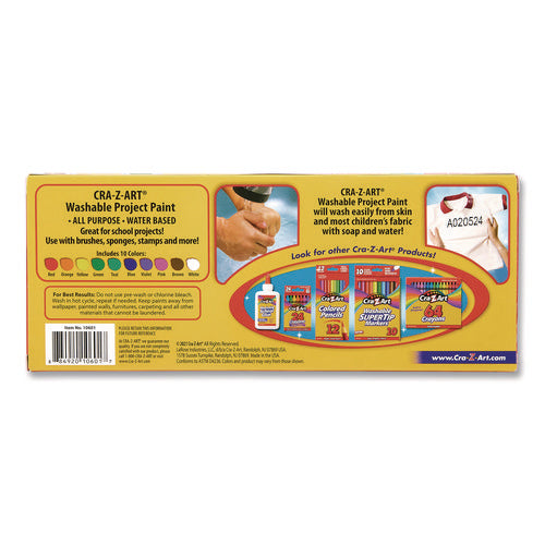Image of Cra-Z-Art® Washable Project Paints, 10 Assorted Colors, 2 oz Bottles, 10/Pack