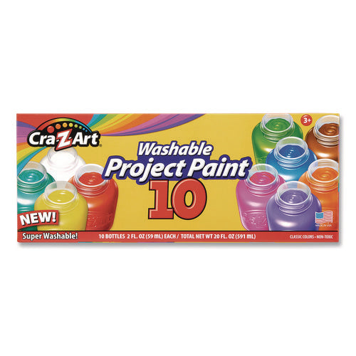 Image of Cra-Z-Art® Washable Project Paints, 10 Assorted Colors, 2 oz Bottles, 10/Pack