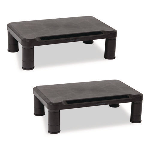 Image of Mind Reader Adjustable Rectangular Monitor Stand, 14.5" x 10.5" x 2.5" to 5.25", Black, Supports 50 lb, 2/Pack