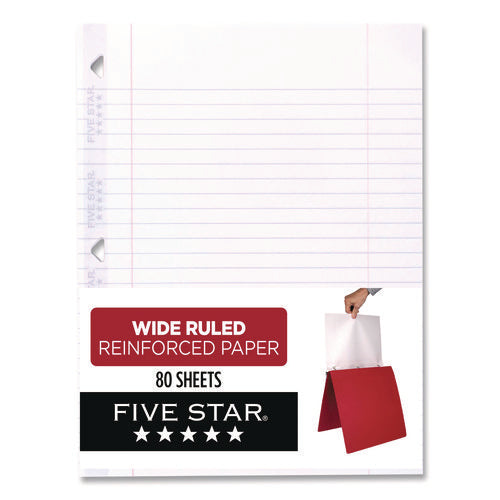 Image of Five Star® Reinforced Filler Paper, 3-Hole, 8 x 10.5, Wide/Legal Rule, 80/Pack
