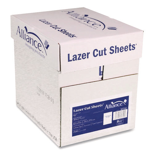 Image of Alliance Laser Cut Sheets, 92 Bright, Side: 5-Hole Punched, 20 lb Bond Weight, 8.5 x 11, White, 500 Sheets/Ream, 5 Reams/Carton