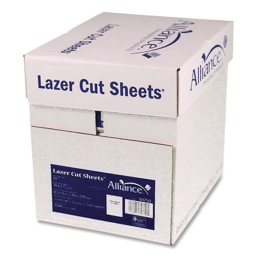 Image of Alliance Laser Cut Sheets, 92 Bright, Side: 5-Hole Punched, 20 lb Bond Weight, 8.5 x 11, White, 500 Sheets/Ream, 5 Reams/Carton