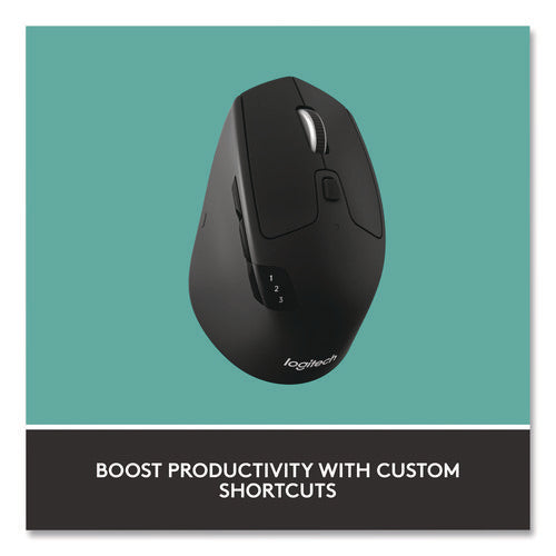 Image of Logitech® M720 Triathlon Wireless Mouse, 2.4 GHz Frequency, 33 ft Wireless Range, Right Hand Use, Black