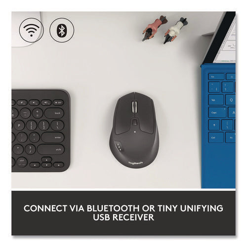 Image of Logitech® M720 Triathlon Wireless Mouse, 2.4 GHz Frequency, 33 ft Wireless Range, Right Hand Use, Black