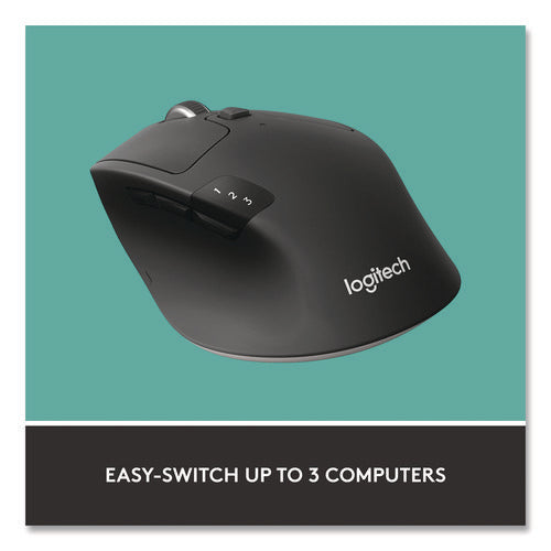 Image of Logitech® M720 Triathlon Wireless Mouse, 2.4 GHz Frequency, 33 ft Wireless Range, Right Hand Use, Black
