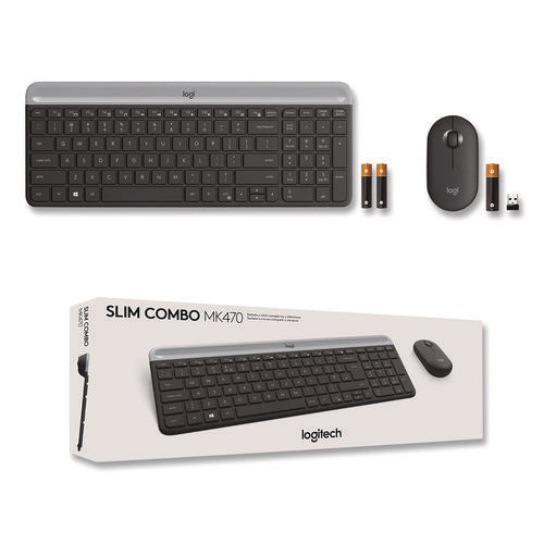 Image of Logitech® MK470 Slim Wireless Keyboard and Mouse Combo, 2.4 GHz/33 ft Wireless Range, Graphite