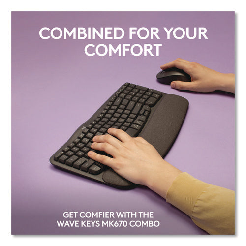 Image of Logitech® Wave MK670 Wireless Ergonomic Keyboard and Signature M550L Mouse Combo, 2.4 GHz, Frequency/33 ft Wireless Range, Graphite