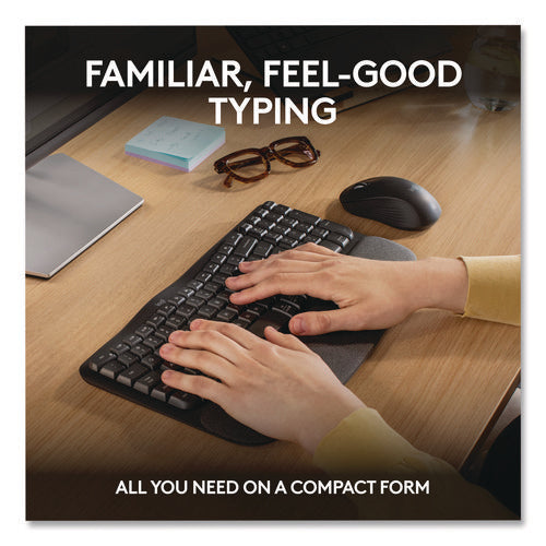 Image of Logitech® Wave MK670 Wireless Ergonomic Keyboard and Signature M550L Mouse Combo, 2.4 GHz, Frequency/33 ft Wireless Range, Graphite