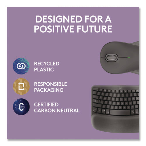 Image of Logitech® Wave MK670 Wireless Ergonomic Keyboard and Signature M550L Mouse Combo, 2.4 GHz, Frequency/33 ft Wireless Range, Graphite