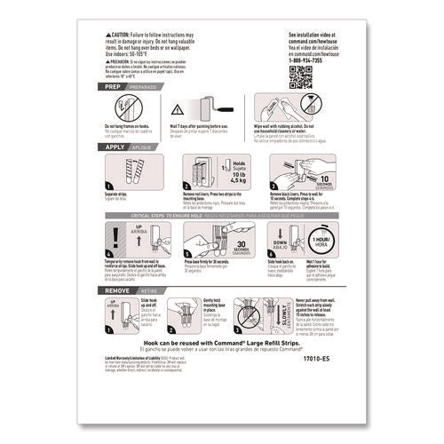 Image of Command X-Large Utility Hook, Plastic, White, 10 lb Capacity, 1 Hook and 4 Strips