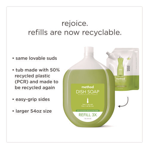 Image of Method® Dish Soap Refill, Lime and Sea Salt Scent, 54 oz Bottle