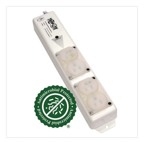 Image of Tripp Lite by Eaton Medical-Grade Surge Protector with Antimicrobial Protection for Patient-Care Vicinity, 4 Outlets, 15 ft Cord, 1,410 J, White