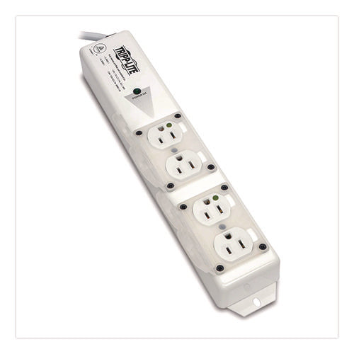 Image of Tripp Lite by Eaton Medical-Grade Surge Protector with Antimicrobial Protection for Patient-Care Vicinity, 4 Outlets, 15 ft Cord, 1,410 J, White