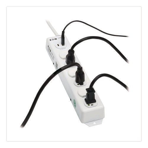 Image of Tripp Lite by Eaton Safe-IT Medical-Grade Power Strip with Antimicrobial Protection, 6 Hospital-Grade Outlets, USB Charging, 2 ft Cord, White