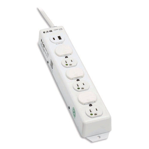 Image of Tripp Lite by Eaton Safe-IT Medical-Grade Power Strip with Antimicrobial Protection, 6 Hospital-Grade Outlets, USB Charging, 2 ft Cord, White