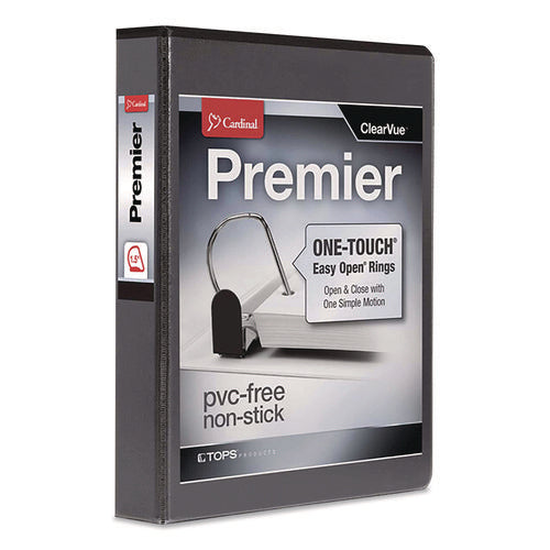Image of Cardinal® Premier Easy Open Clearvue Locking Slant-D Ring Binder, 3 Rings, 1.5" Capacity, 11 X 8.5, Black