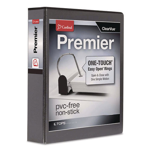 Image of Cardinal® Premier Easy Open Clearvue Locking Slant-D Ring Binder, 3 Rings, 2" Capacity, 11 X 8.5, Black