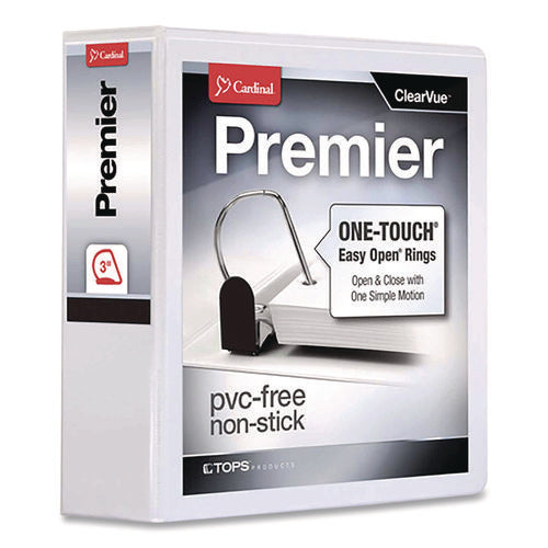 Image of Cardinal® Premier Easy Open Clearvue Locking Slant-D Ring Binder, 3 Rings, 3" Capacity, 11 X 8.5, White