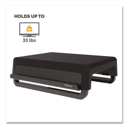 Image of Fellowes® Breyta Monitor Stand, 13.94" x 11.97" x 3.25" to 6", Black, Supports 33 lbs