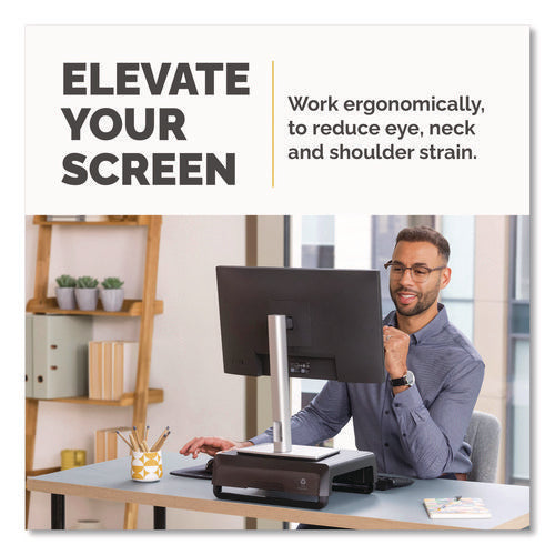 Image of Fellowes® Breyta Monitor Stand, 13.94" x 11.97" x 3.25" to 6", Black, Supports 33 lbs