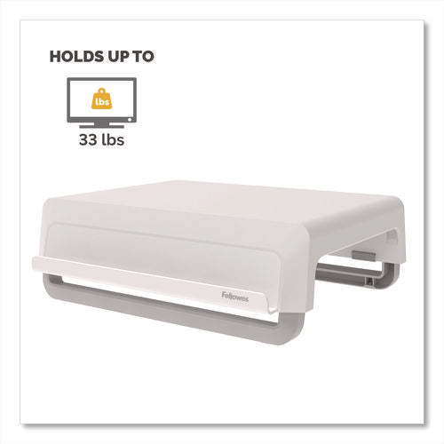 Image of Fellowes® Breyta Monitor Stand, 13.94" x 11.97" x 3.25" to 6", White, Supports 33 lbs