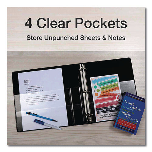 Image of Cardinal® Premier Easy Open Clearvue Locking Slant-D Ring Binder, 3 Rings, 4" Capacity, 11 X 8.5, Black