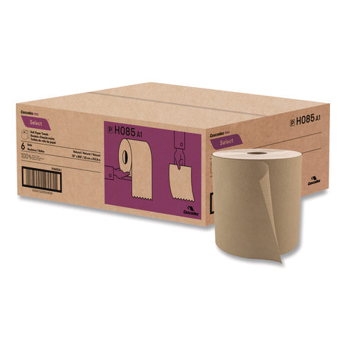 Image of Cascades PRO Select Roll Paper Towels, 1-Ply, 7.9" X 800 Ft, Natural, 6/carton